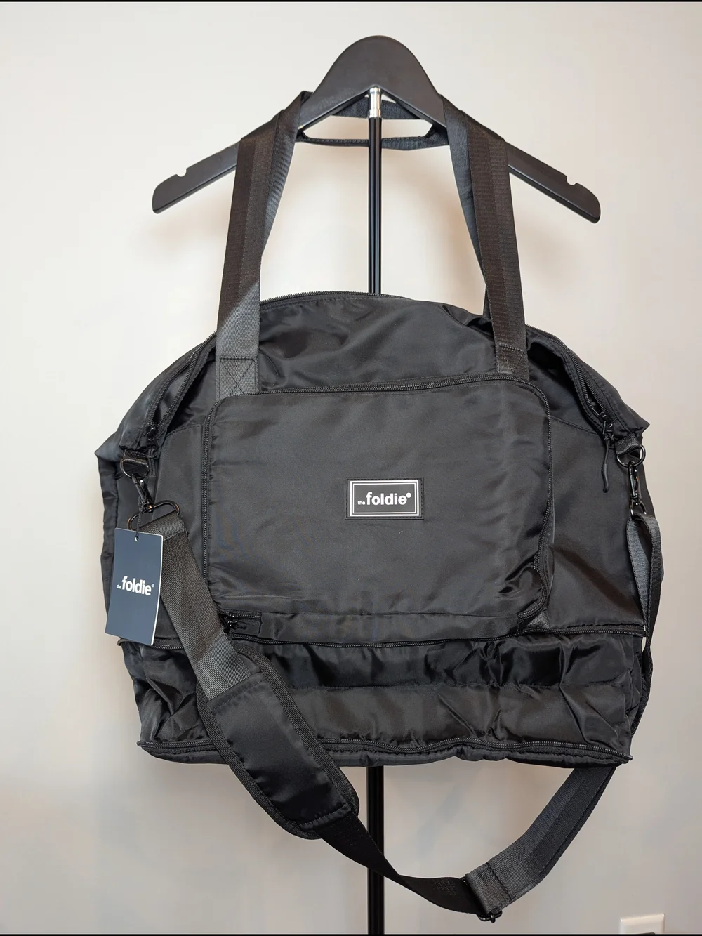 NWT Foldie Original Black Expandable, Foldable Travel Duffel Bag SPACIOUS